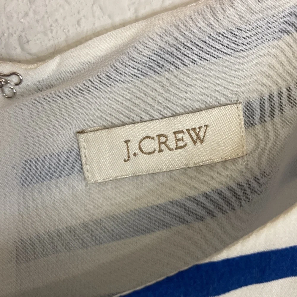 J. Crew Dress Silk Dress In Deck Blue Stripe Nautical Navy White